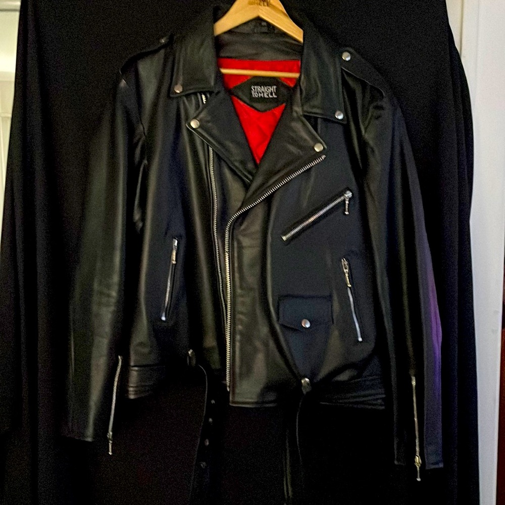 Straight to Hell leather biker jacket
